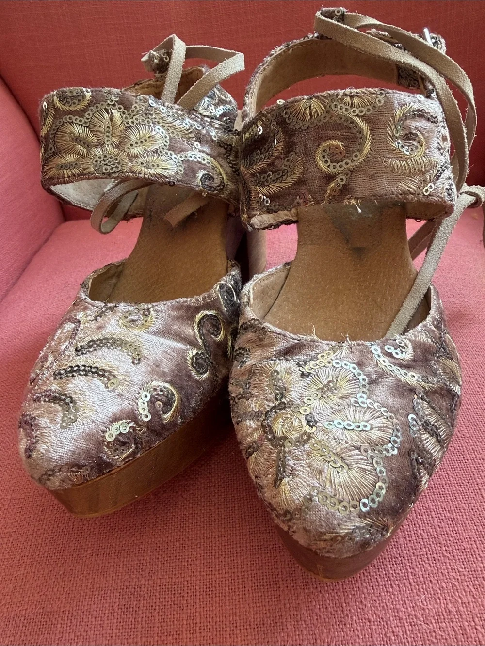 Free People Metallic Paisley Platform Sandals - Silver/Gold Tones